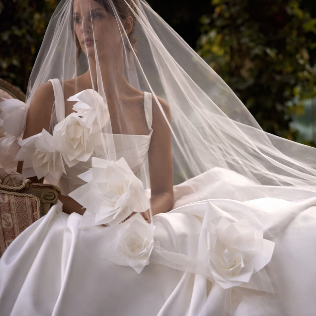 Satin Ball Gown Wedding Dress | Spaghetti Straps Pleated