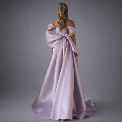 Lavanda Reale | Beaded Mermaid Evening Dress Overskirt Train