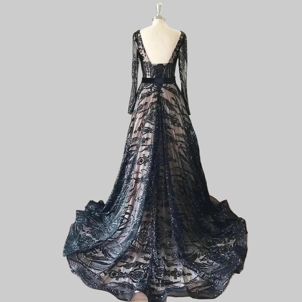 Dubai A-Line Luxury Wedding Evening Dress for Women Muslim 2025 Long Sleeves Sequin Plus Size Formal Prom Party Gown Customized H17035e519dd64a08b124dc9ae0bad8d2t Empire Rose