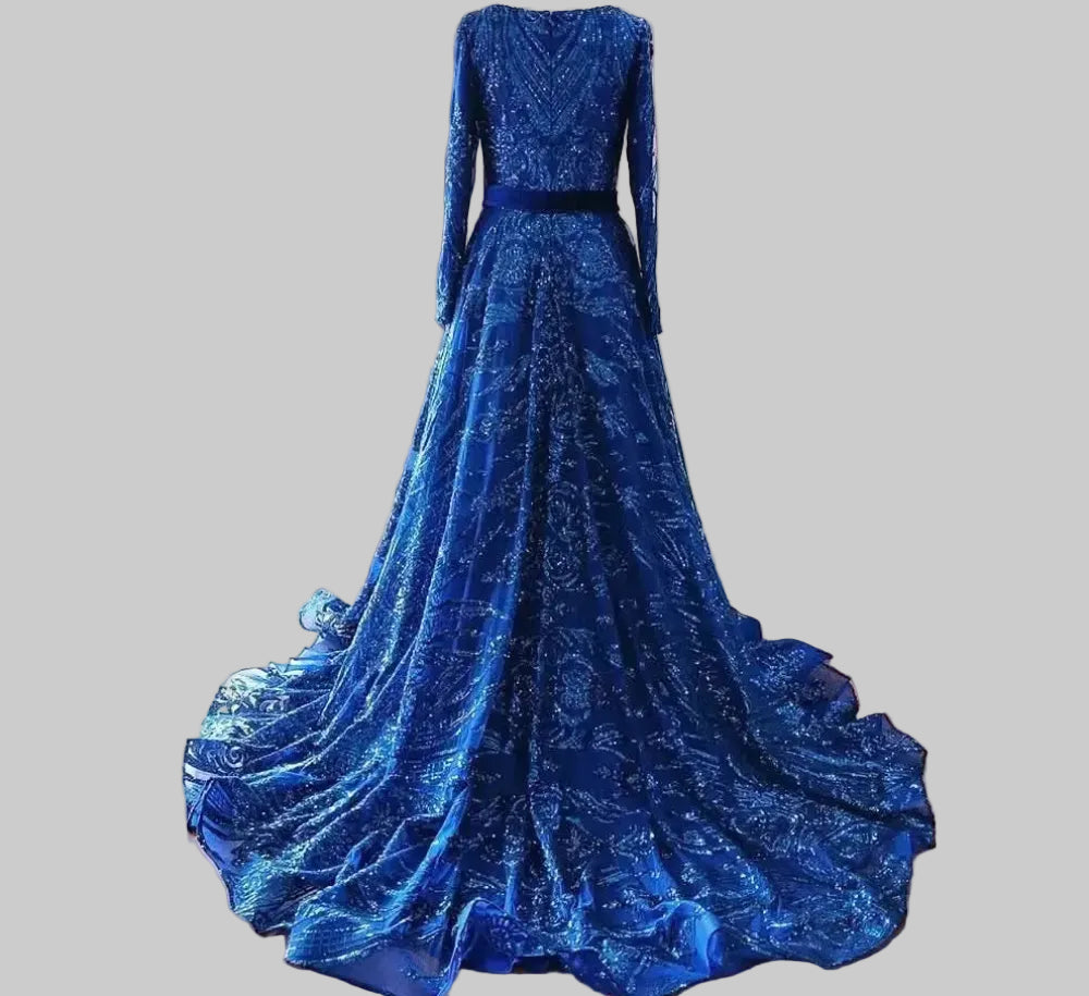 Dubai A-Line Luxury Wedding Evening Dress for Women Muslim 2025 Long Sleeves Sequin Plus Size Formal Prom Party Gown Customized H1ee6bf17618546378dbddb5773644dd8t Empire Rose