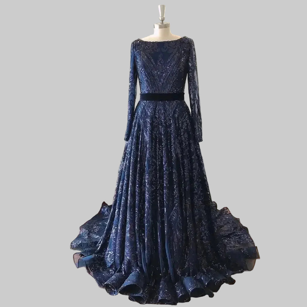 Dubai A-Line Luxury Wedding Evening Dress for Women Muslim 2025 Long Sleeves Sequin Plus Size Formal Prom Party Gown Customized H2c34638b961b47f49ff7c6cb82068021U Empire Rose