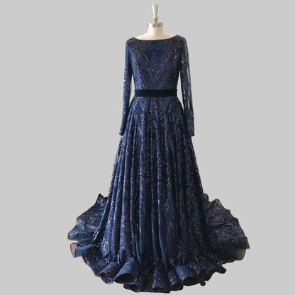 Dubai A-Line Luxury Wedding Evening Dress for Women Muslim 2025 Long Sleeves Sequin Plus Size Formal Prom Party Gown Customized H2c34638b961b47f49ff7c6cb82068021U Empire Rose