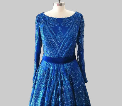 Dubai A-Line Luxury Wedding Evening Dress for Women Muslim 2025 Long Sleeves Sequin Plus Size Formal Prom Party Gown Customized H4b52cbf640f24de9a4449513977a076aV Empire Rose