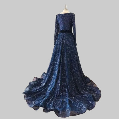 Dubai A-Line Luxury Wedding Evening Dress for Women Muslim 2025 Long Sleeves Sequin Plus Size Formal Prom Party Gown Customized H663bd04727b24dcb890250c08e2be0259 Empire Rose