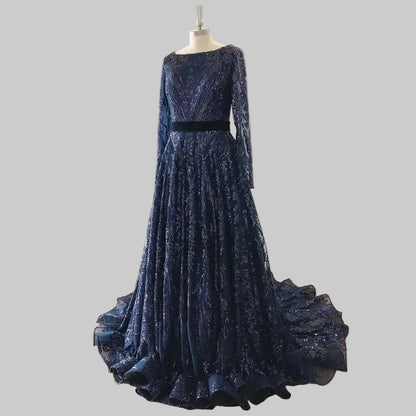 Dubai A-Line Luxury Wedding Evening Dress for Women Muslim 2025 Long Sleeves Sequin Plus Size Formal Prom Party Gown Customized H9f17d140bdcd4d47858205041a7f3a15z Empire Rose