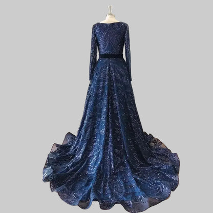 Dubai A-Line Luxury Wedding Evening Dress for Women Muslim 2025 Long Sleeves Sequin Plus Size Formal Prom Party Gown Customized Hc790437e4a554ca2aed504fb312133b6F Empire Rose