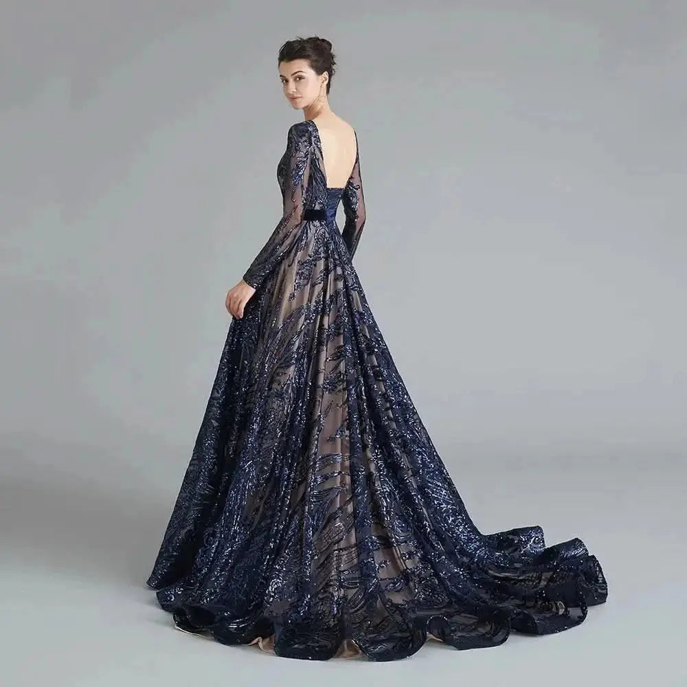 Dubai A-Line Luxury Wedding Evening Dress for Women Muslim 2025 Long Sleeves Sequin Plus Size Formal Prom Party Gown Customized Hf75f17ff3d9d4d05909c2e6e52562b5fz Empire Rose