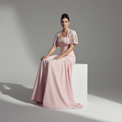 Rosa di Amalfi | Crystal Beaded Jersey A-Line Evening Dress