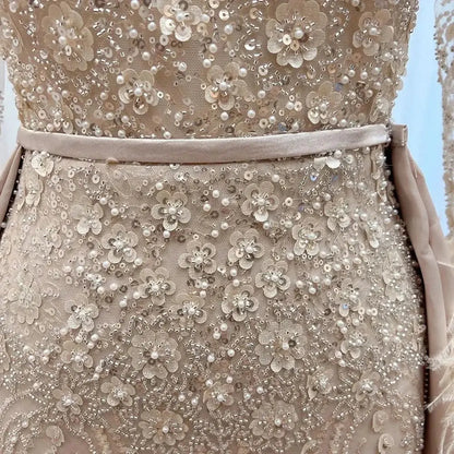 Elegant Lace Feather Muslim Evening Dress for Women Detachable Skirt 2025 Long Sleeves Formal Prom Wedding Party Gown Customized S8bcc0e39999143dc82a43f184664a5b6U Empire Rose