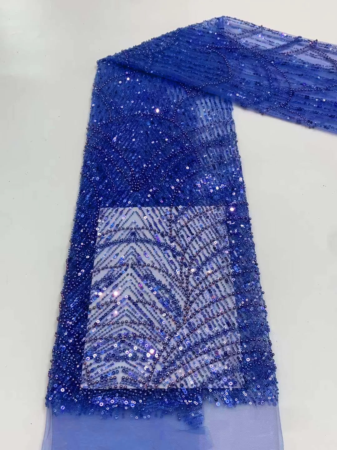 Pearl Beaded Lace A-Line Evening Dress | Square Neck Court Train