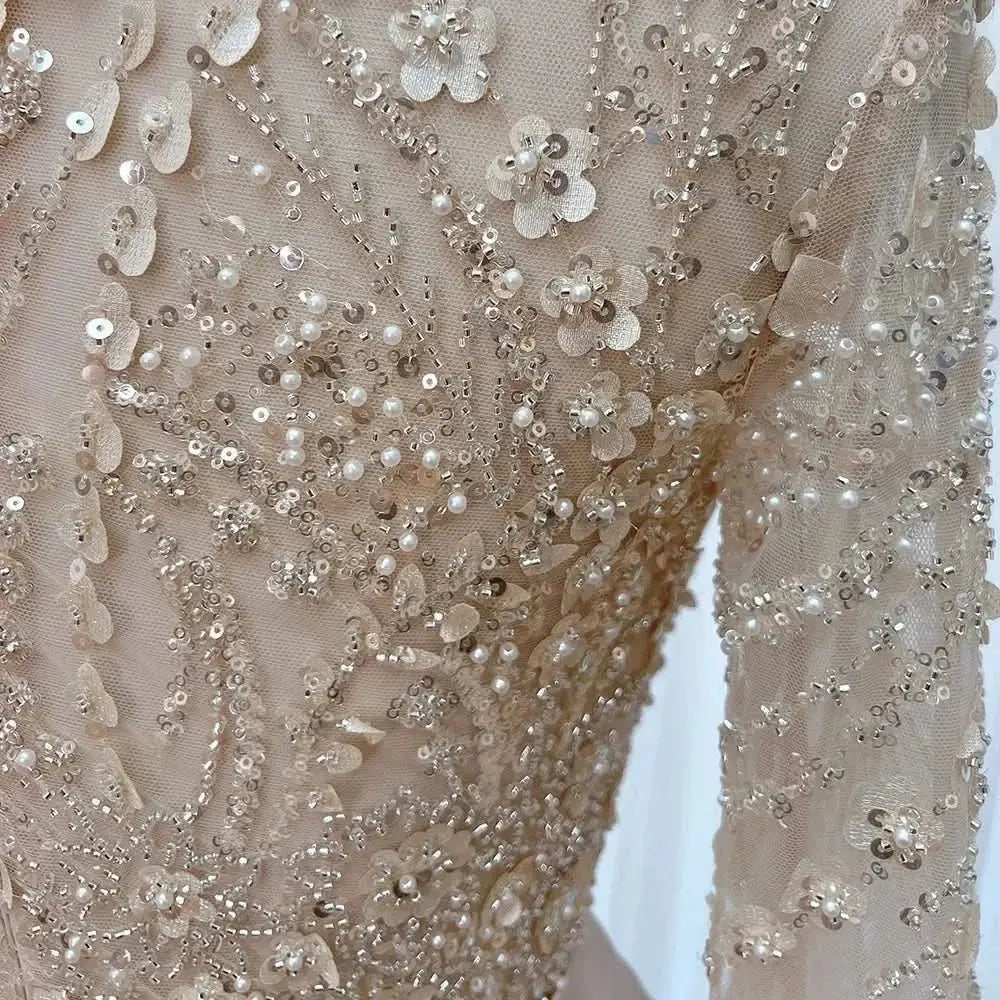 Elegant Lace Feather Muslim Evening Dress for Women Detachable Skirt 2025 Long Sleeves Formal Prom Wedding Party Gown Customized Sbf52ea548b504a748c732399d64992edF Empire Rose