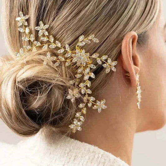 New Luxury Zircon comb Dress Accessories Fashion Flower Bride Hair comb Hair Headwear Hair comb - Empire Rose