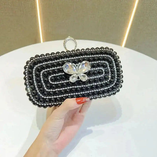 New Large Capacity Diamond Embedded Clutch Bag Fashionable Pearl Evening Bag For Parties And Dinners Ladies Handbag WholesaleHQ