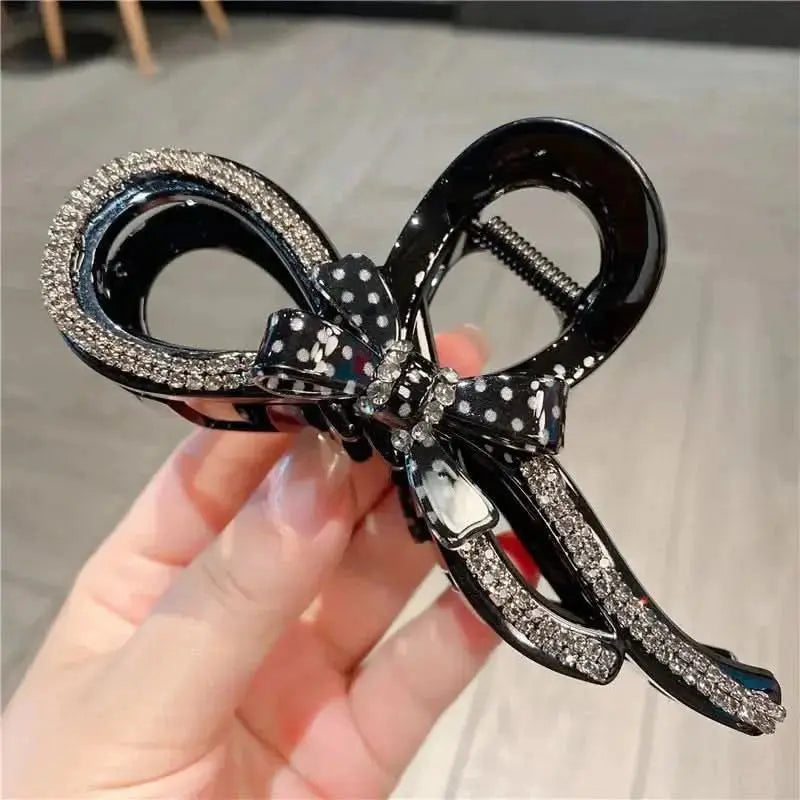 New Polka Dot Butterfly High Ponytail Claw Clip Women Large Shark Tail Hair Accessories Sweet Head Jewelry Hairpins WholesaleHQ